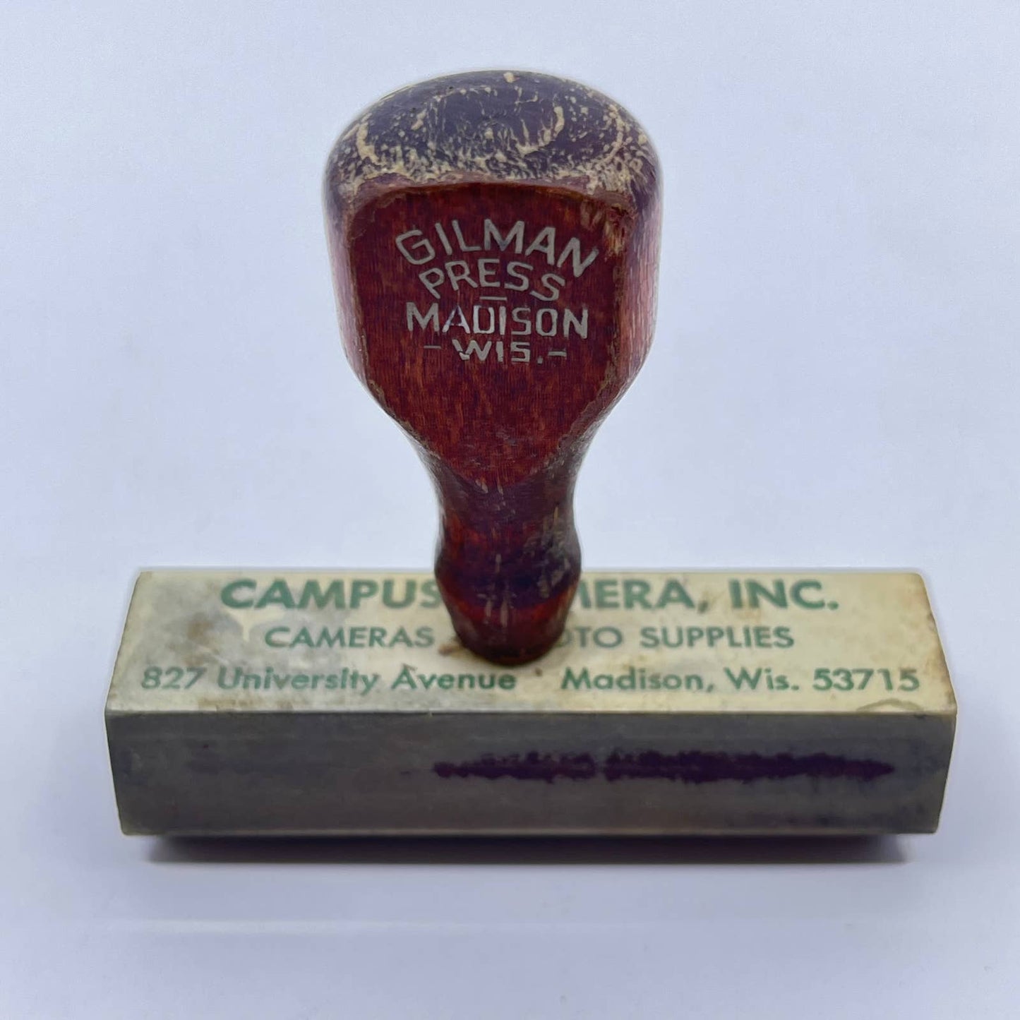 Vtg Rubber Stamp Campus Camera Inc. Madison WI Gilman Press SD4