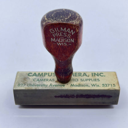 Vtg Rubber Stamp Campus Camera Inc. Madison WI Gilman Press SD4