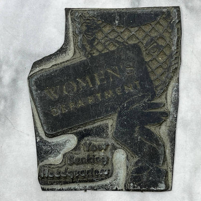 Vintage Printing Letterpress Printers Block Plate Women’s Department TJ59