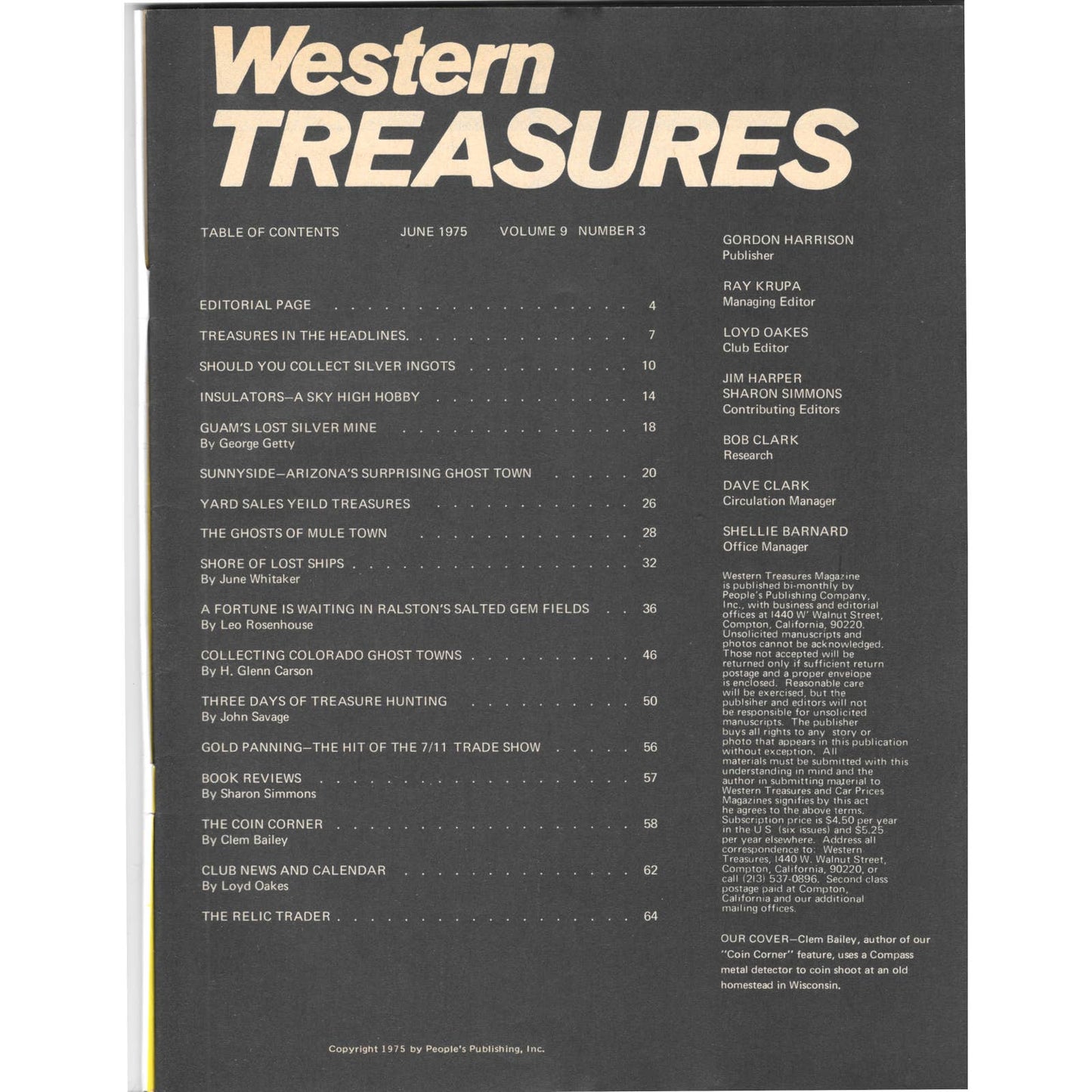 Western Treasures and Eastern Treasures Magazine Metal Detecting June 1975 M3