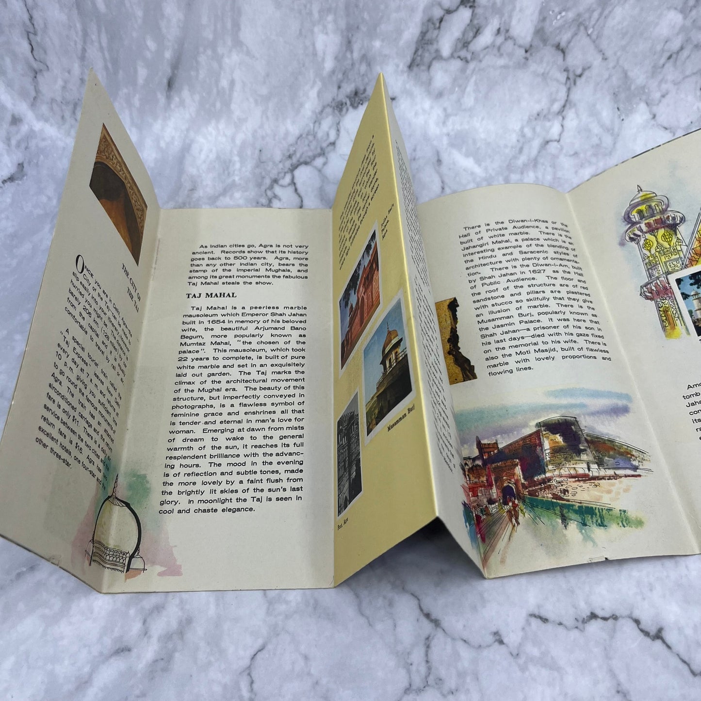 1965 India City of the Taj Travel Brochure Hotels Map Fold Out Booklet L1-4