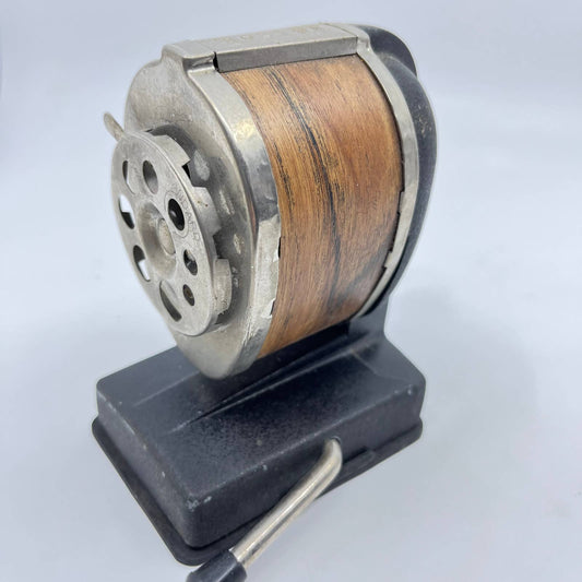 VTG Boston Crank Walnut Wood Grain 8-Hole Pencil Sharpener Suction Cup Base TF3