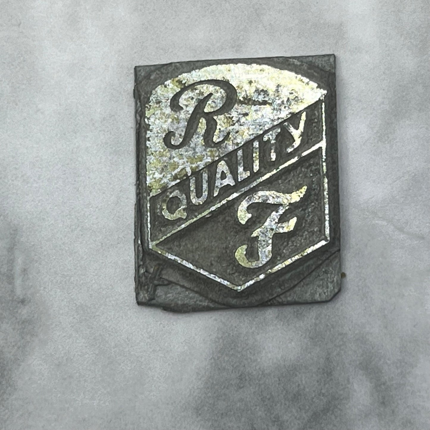 Vintage Printing Letterpress Printers Block Plate R.F. Quality Emblem SE838