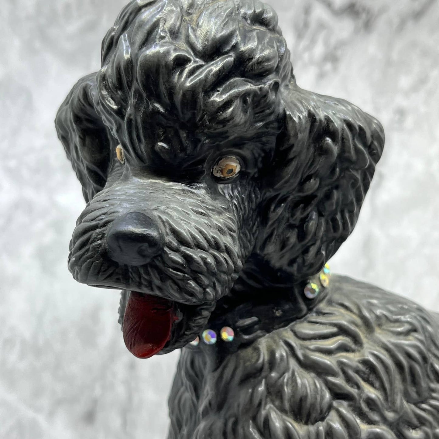 Vintage MCM Porcelain Brown Black Gray Poodle Statue Figurine 13x11 TJ2