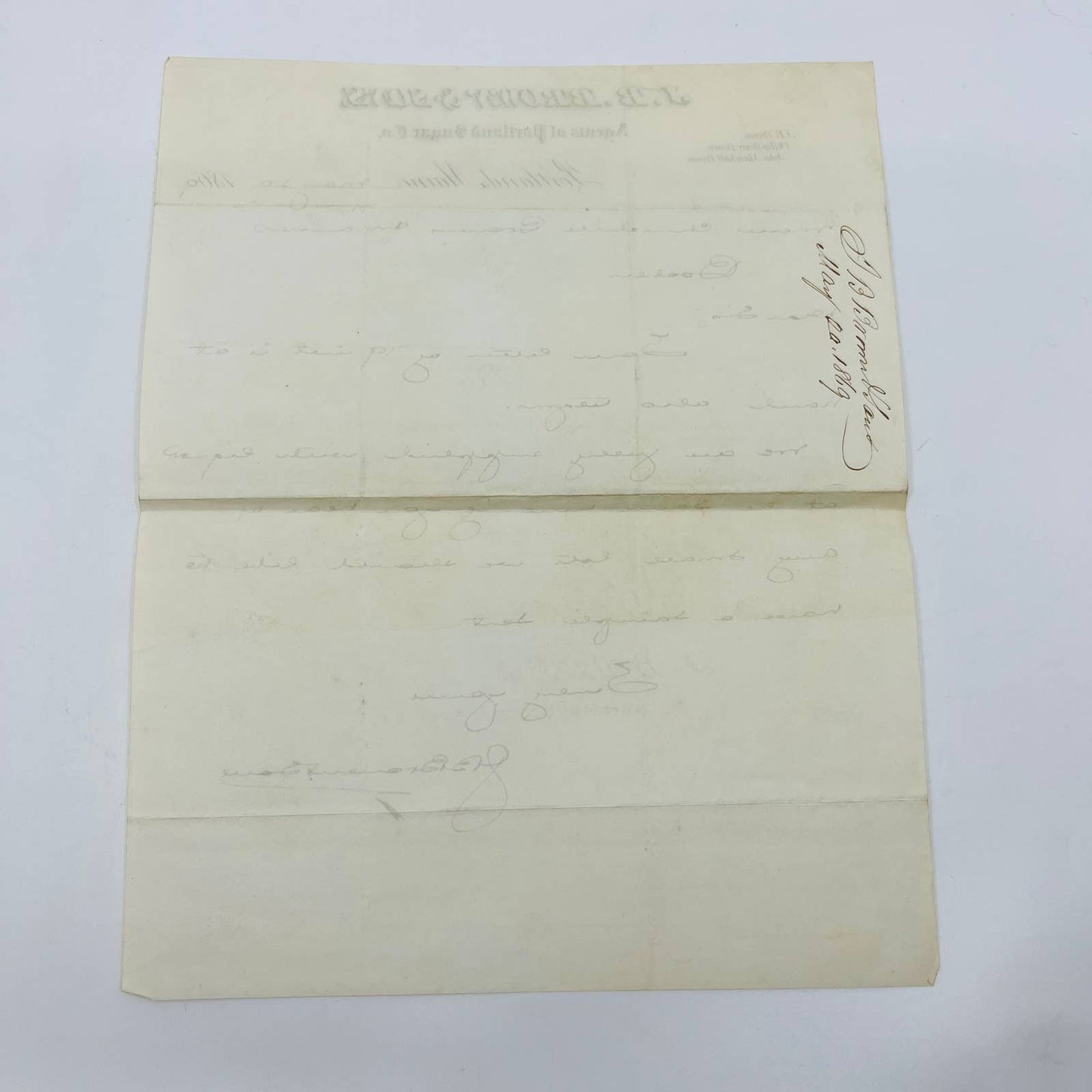 1869 J.B. Brown & Sons Portland Sugar Co Portland ME Letterhead Billhead AA5