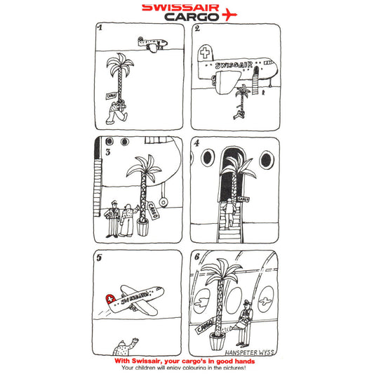 1980s Swissair Switzerland Airline Cargo Leaflet Cartoon Hanspeter Wys SE4