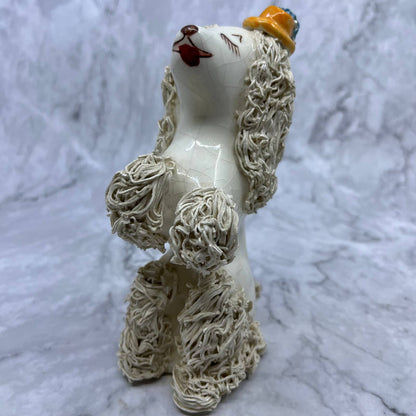 Vintage MCM Porcelain Spaghetti White Poodle Dog 6.5" TI9