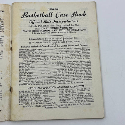 1952-1953 Basketball Case Book Player Handbook Rules Booklet TG6