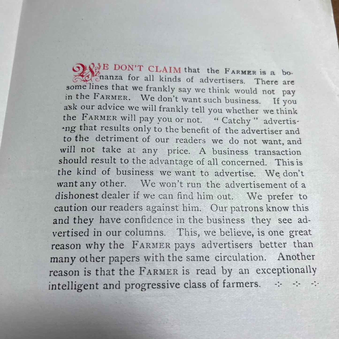 1910s New York Farmer Magazine Advertising Quote Press Kit Leaflet AK7-2