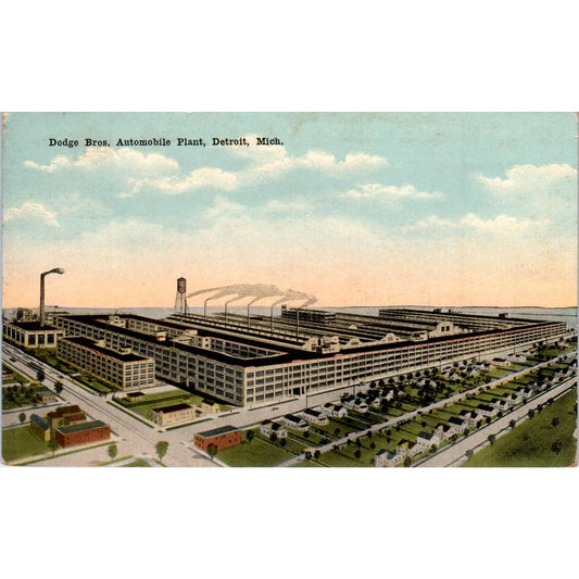 Antique Postcard Dodge Bros. Automobile Plant Aerial View Detroit MI SE4