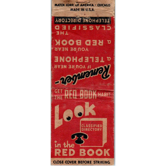 Vintage Matchbook Cover Redbook Classified Telephone Directory SE5