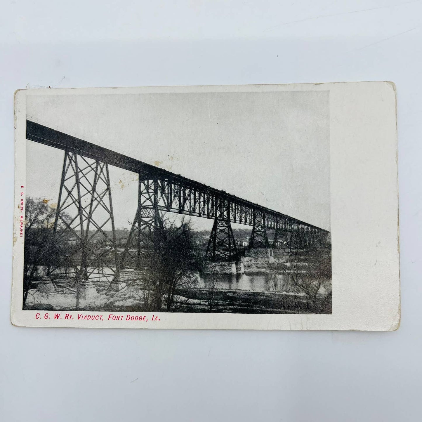 Early 1900s Ft. Dodge RY Viaduct Iowa Train Trestle Bridge Des Moines River PA3