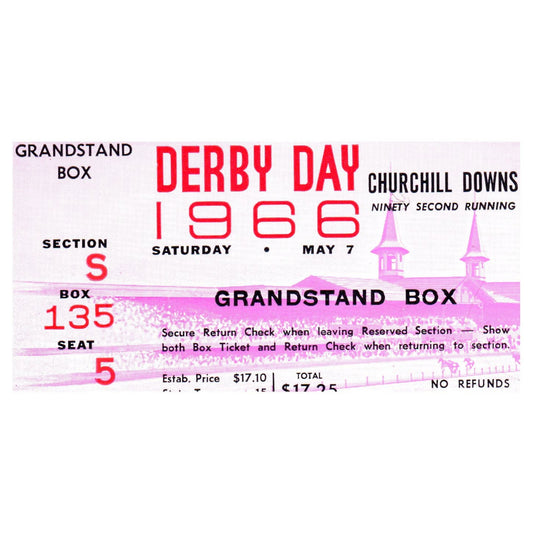 1966 Kentucky Derby Ticket Churchill Downs Grandstand Box SE4