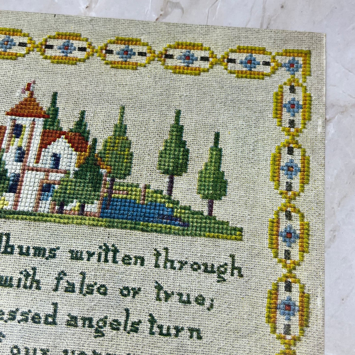 1917 Sampler Print PF Vollard Poem by Whittier "Our lives are albums..." 9x12 FL3