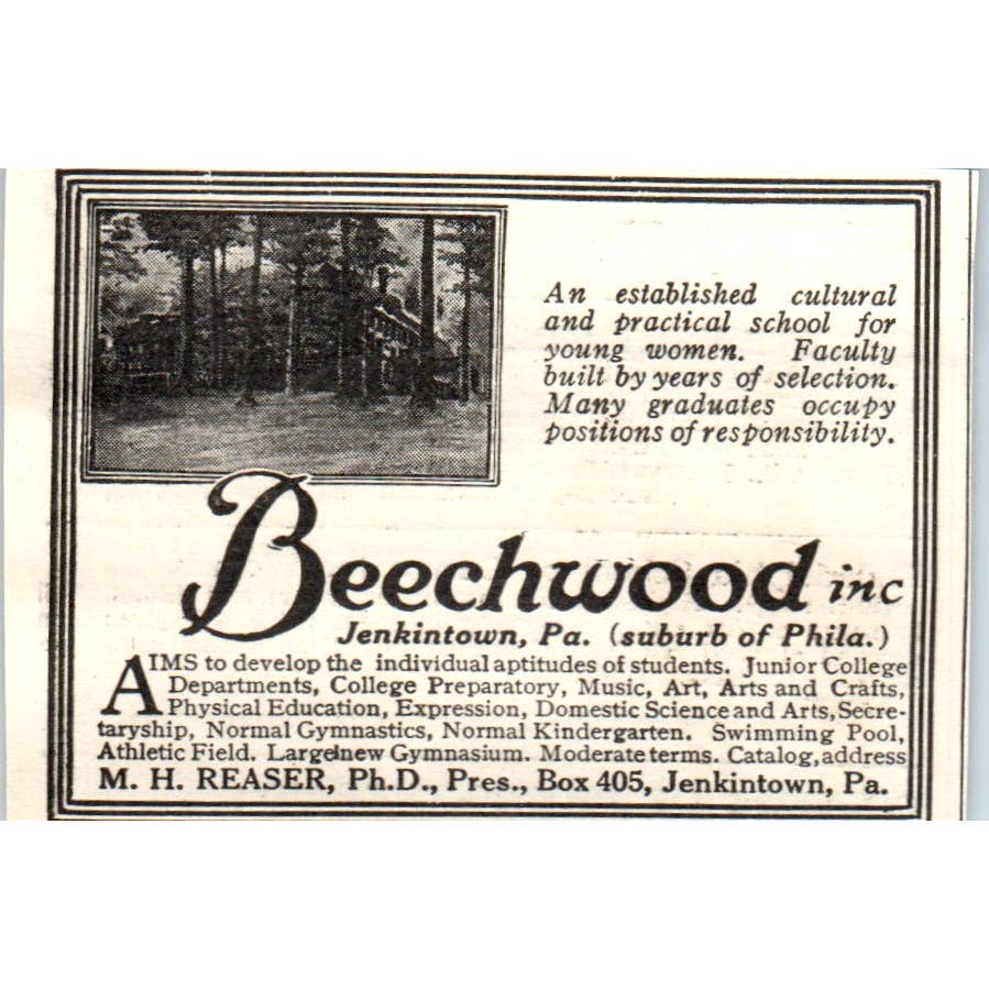 c1920 Harper's Magazine Ad - Beechwood School Jenkintown PA M.H. Reaser EA3-1