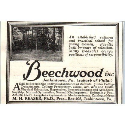 c1920 Harper's Magazine Ad - Beechwood School Jenkintown PA M.H. Reaser EA3-1