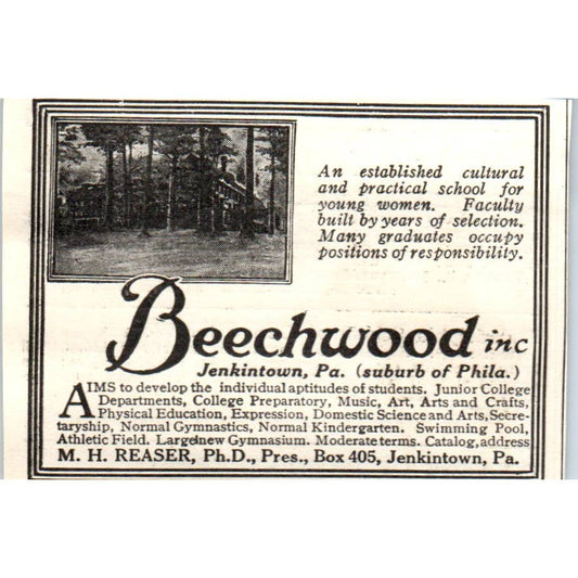 c1920 Harper's Magazine Ad - Beechwood School Jenkintown PA M.H. Reaser EA3-1