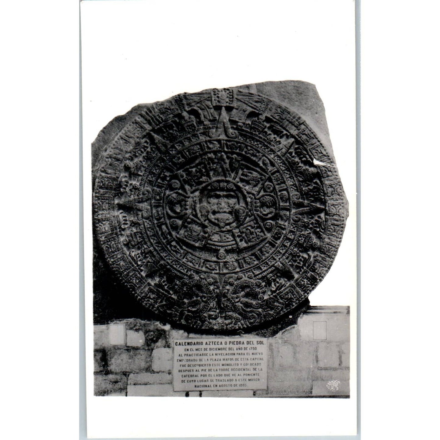 Calendario Azteca Museo Nacional Mexico O Piedra Del Sol - RPPC Postcard TJ7-MP