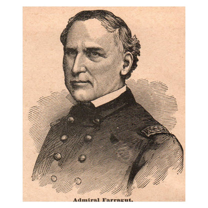 Admiral Farragut Portrait 3x3.5" Original Engraving 1899 TJ8-5