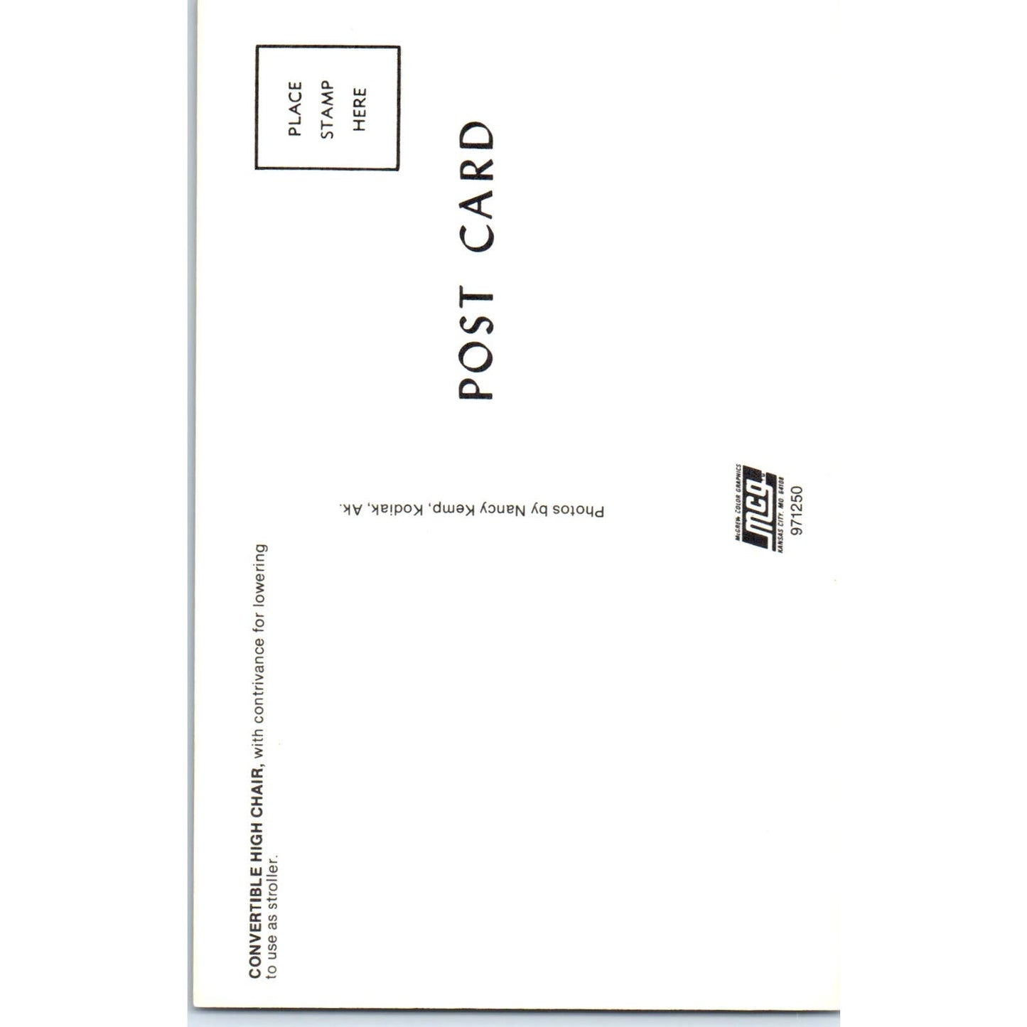 Convertible High Chair to Stroller Original Postcard PB7