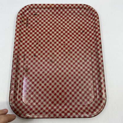 Vintage Set of 4 MCM Plaid Toleware Tin Litho Trays 10.5 x 13.5” TI5-1