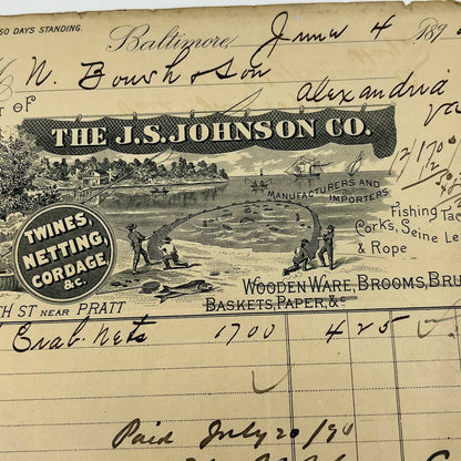 1895 Letterhead The J.S. Johnson Co. Wooden Ware Baltimore MD AA6