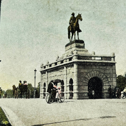 c1900 Stereoview Card Ulysses S. Grant Monument Lincoln Park Chicago IL
