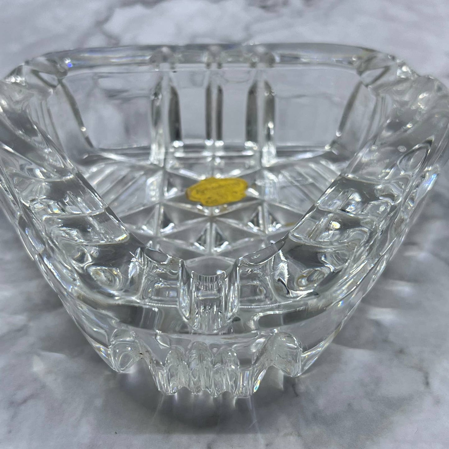 Vintage Kristaluxus Heavy Lead Crystal Ashtray With Star Pattern 5" TD6