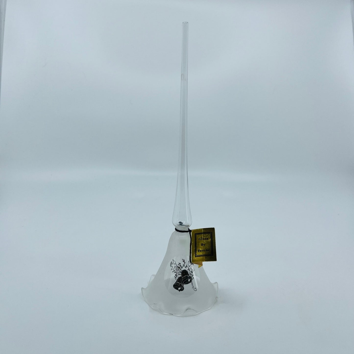Mid Century Long Stem Hand Blown Glass Bell Frosted Glass by Ferenc Gilman SC4