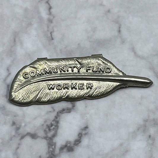 1920s Pinback Button Pin Pressed Tim Feather Community Fund Worker SE7