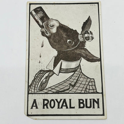 1910s Post Card Humor Illustrated A Royal Bun Anthropomorphic Donkey Drunk PA6
