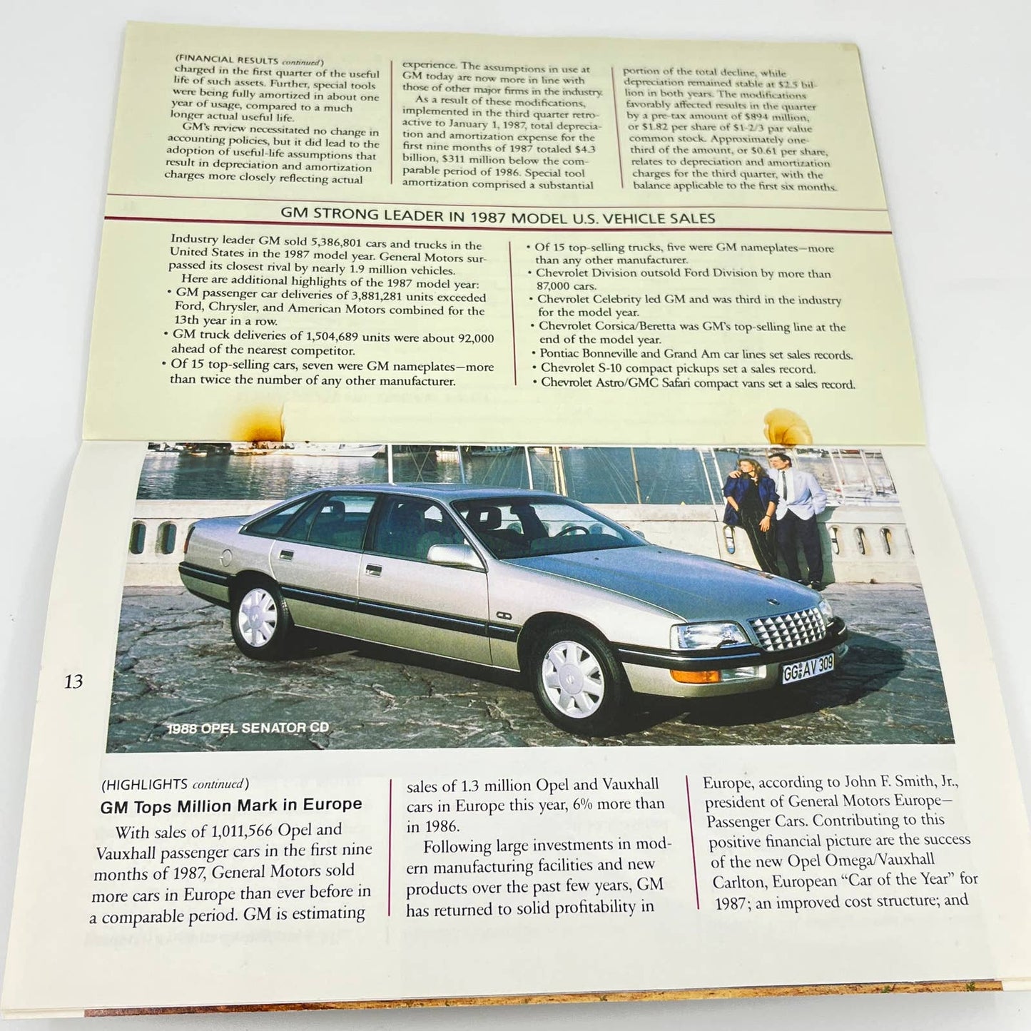 1987 GM General Motors Third Quarter Report Booklet Brochure TD8