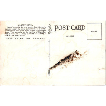 Albany Hotel Denver Colorado Original Postcard TK1-28