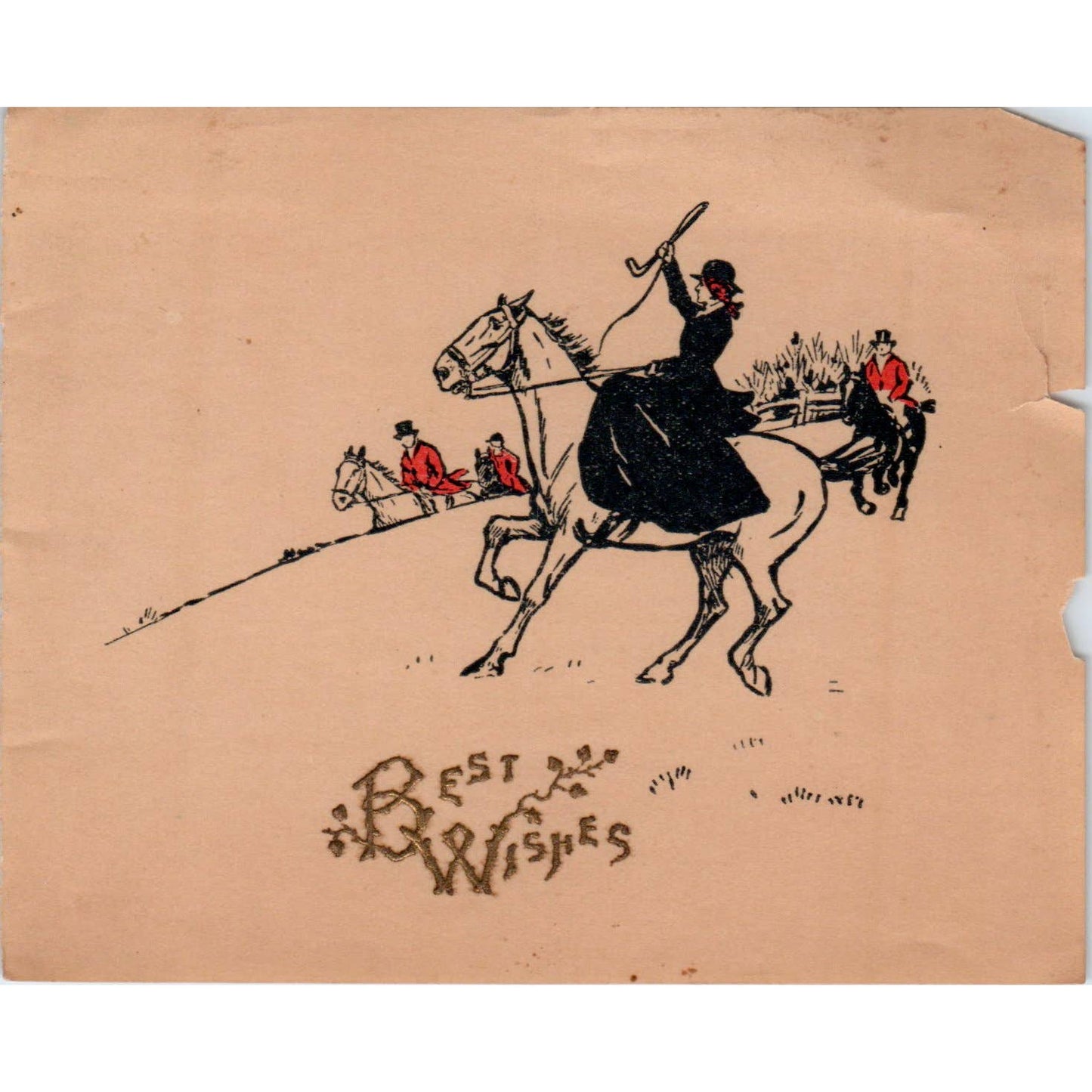 Antique Greeting Card Victorian Woman Riding Horse Side Saddle Dressage SE5