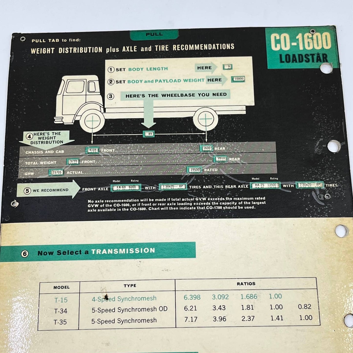 1963 IH Loadstar CO-1600 Tractor Selector Weight Distribution Calculator TF8