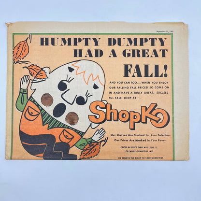 1969 Shopko Humpty Dumpty Fall Sale Newspaper Weekly Ad Marinette WI TF9