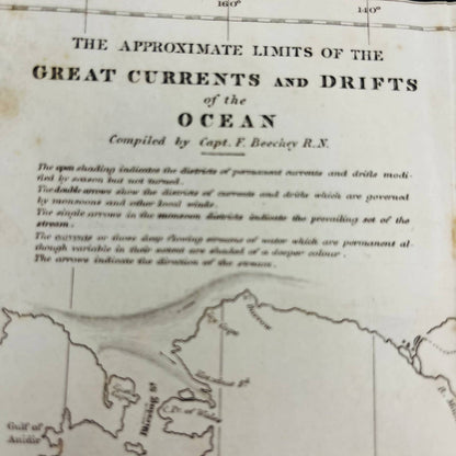 Original 1859 Civil War Map Great Currents and Drifts of the Ocean 13 x 23” FL1