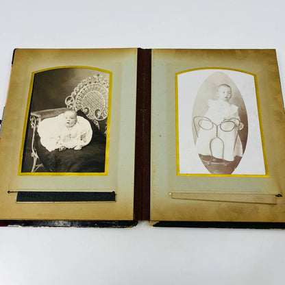 1880s Victorian Photo Album Filled With Photos of Infants Babies 8.5 x 6.5” TD2