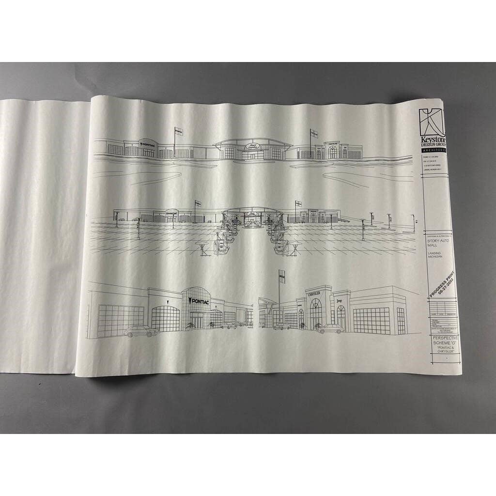 Vintage Set of Plans Blueprints for the Story Auto Mall in Lansing Michigan  RU1