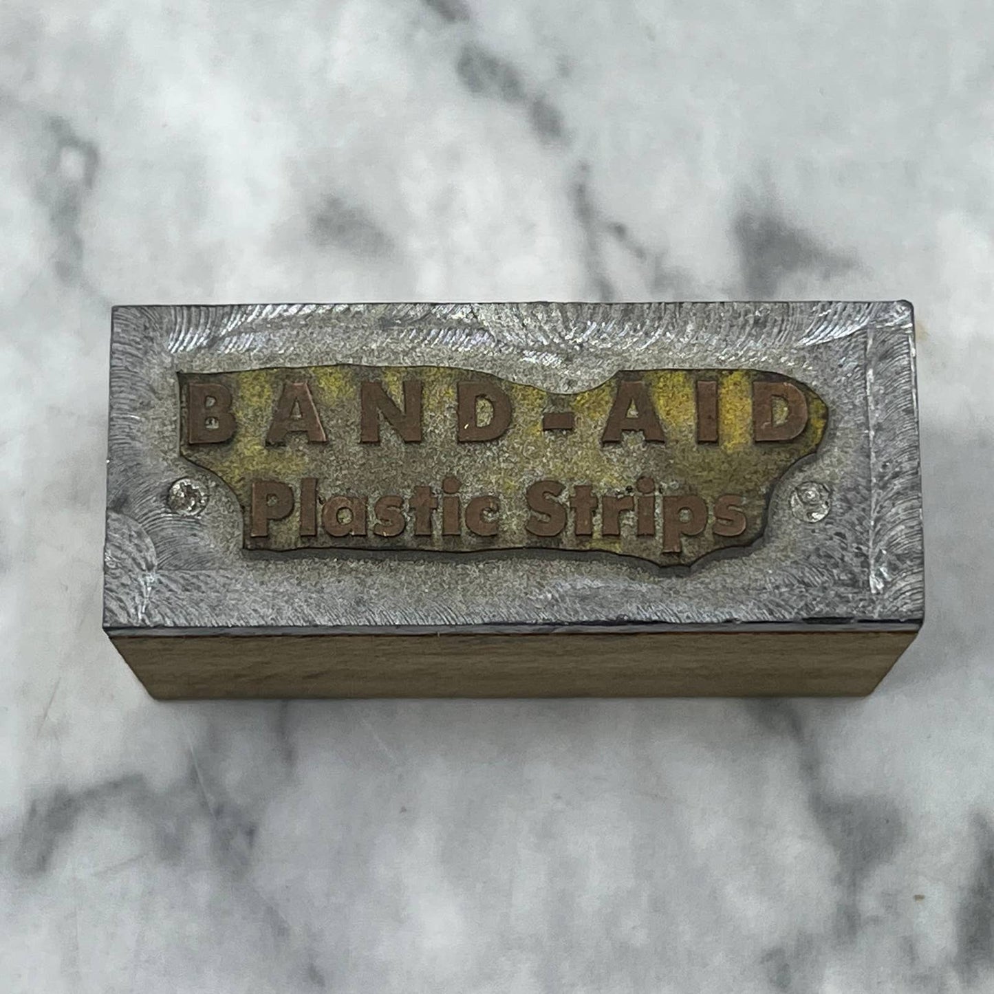 Vintage Printing Letterpress Printers Block Plate Band-Aid Plastic Strips TJ51