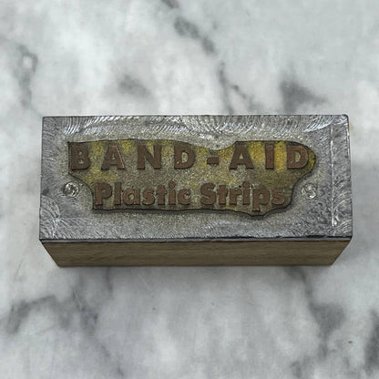 Vintage Printing Letterpress Printers Block Plate Band-Aid Plastic Strips TJ51