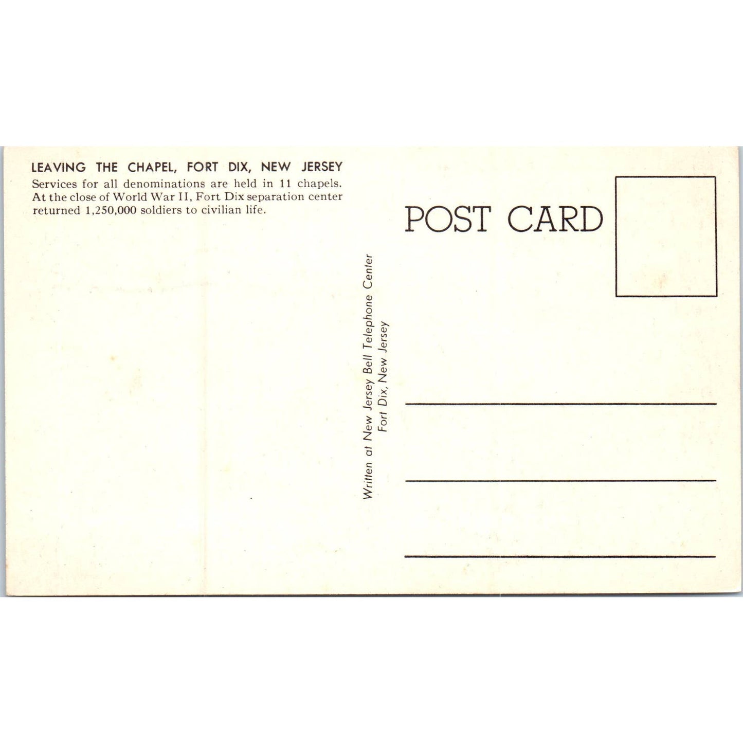US Army Photo Leaving the Chapel Fort Dix NJ Original Postcard TK1-P18