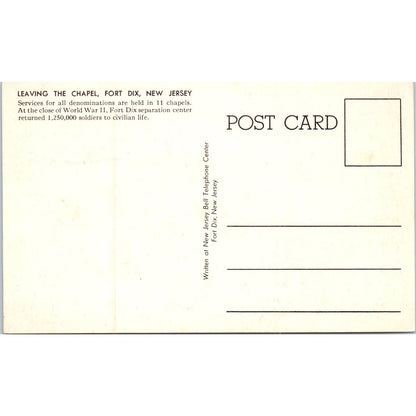 US Army Photo Leaving the Chapel Fort Dix NJ Original Postcard TK1-P18