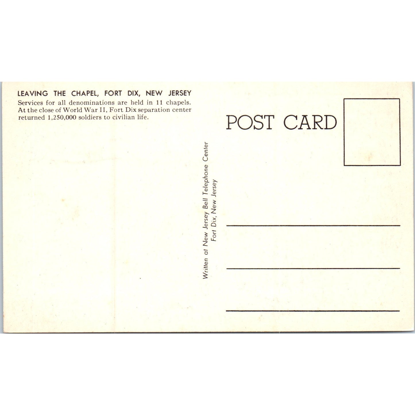 US Army Photo Leaving the Chapel Fort Dix NJ Original Postcard P2-8