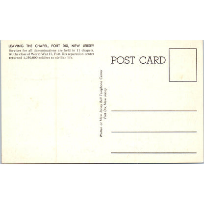 US Army Photo Leaving the Chapel Fort Dix NJ Original Postcard P2-8