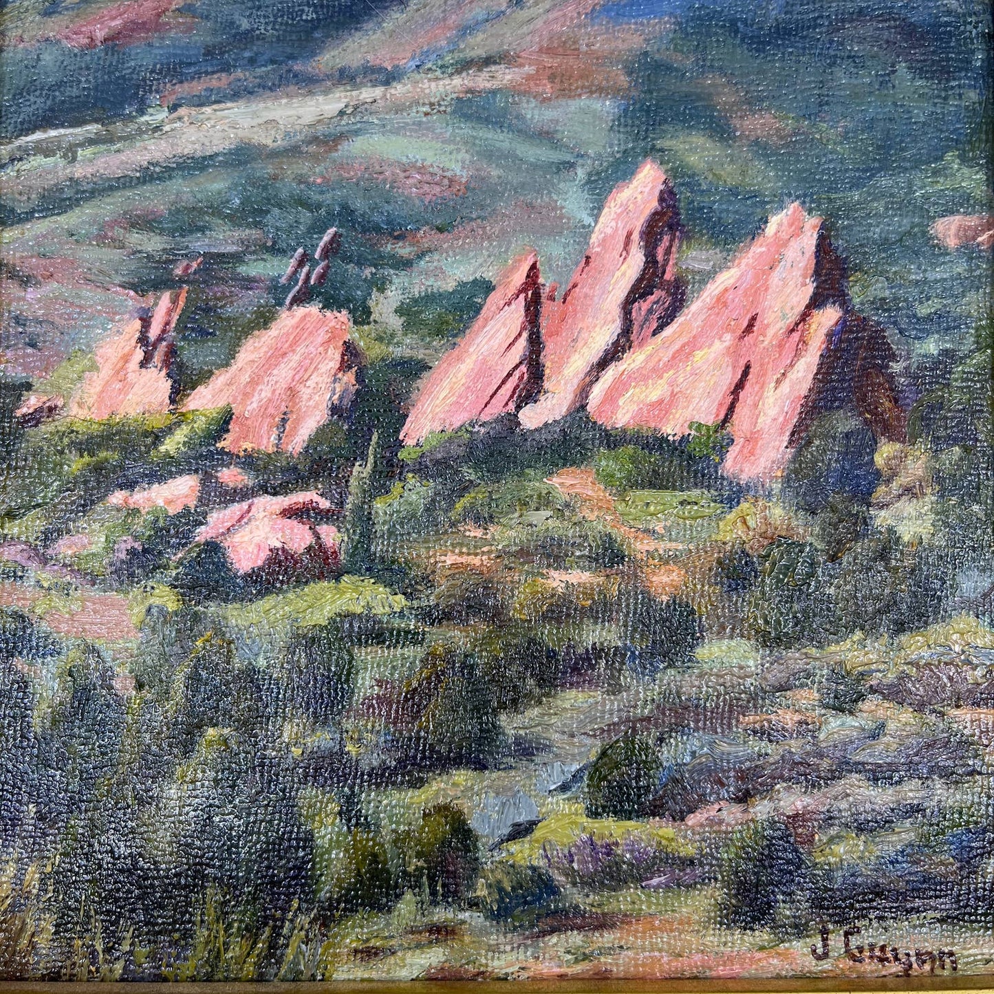 Original Art Oil Painting Jerry Thompson Guynn Garden of the Gods Morning TI2