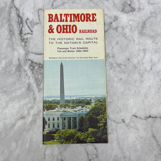 Vintage 1962-63 B & O Baltimore & Ohio Railroad Timetable TE2