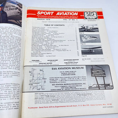 Sport Aviation Magazine March 1978 Flying Airplane Pilot EAA Magazine TC6