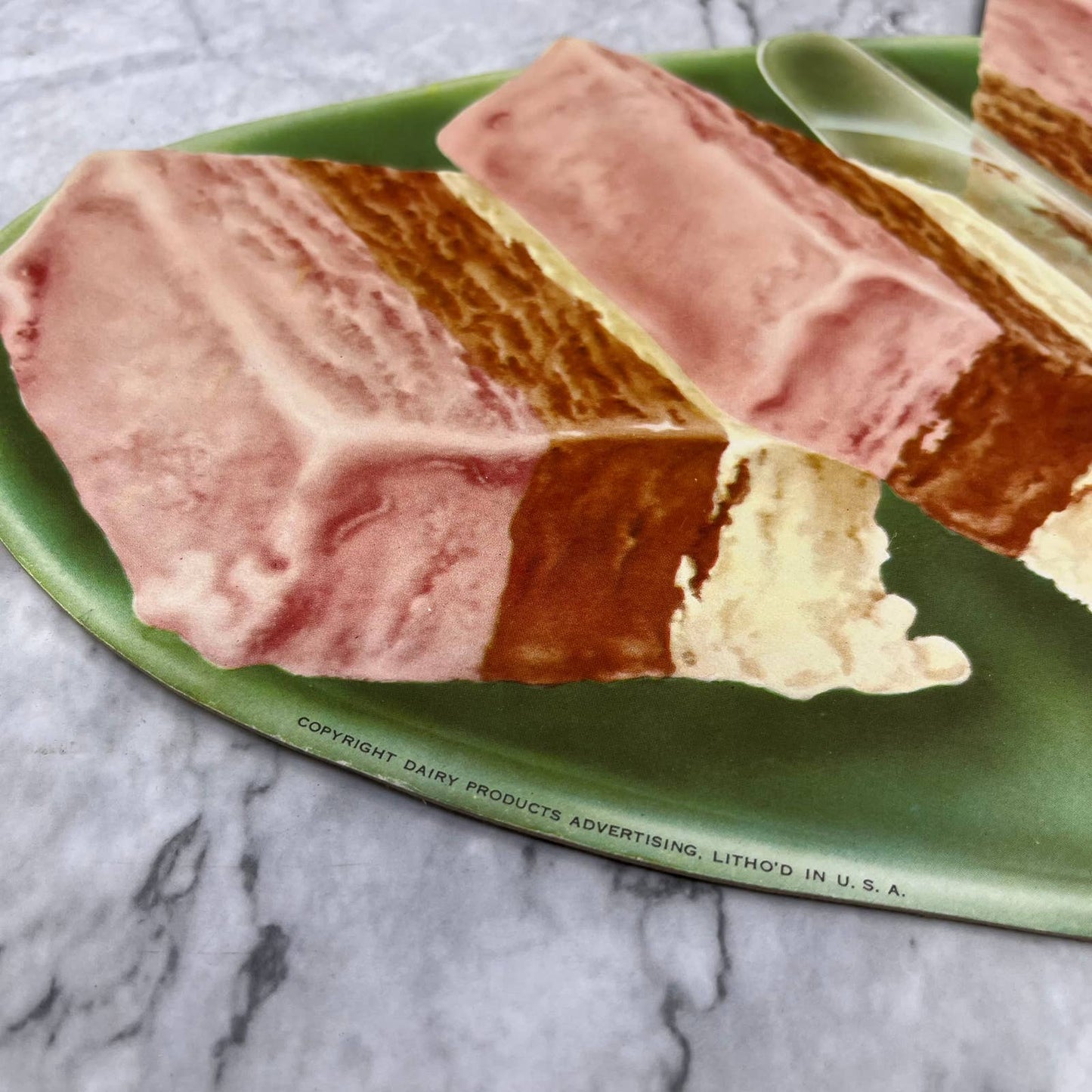 1950s Grocery Store Restaurant Neapolitan Ice Cream Cardboard Sign 10x15 TJ5