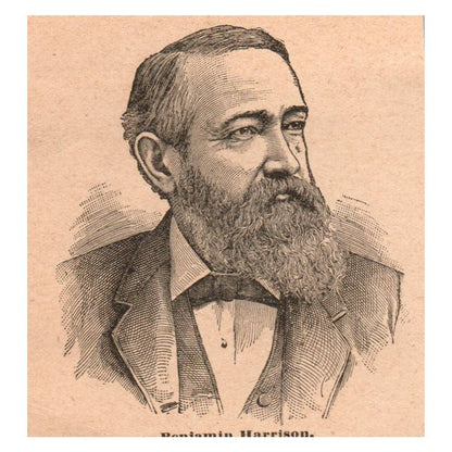 Benjamin Harrison 3.5x3" Original Engraving 1899 TJ8-7